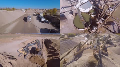 实拍工地建造挖土机工作视频素材