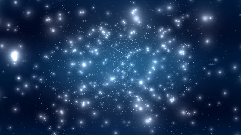 4K蓝色发光粒子星空旋转背景视频