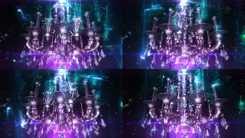 绚丽大气水晶吊灯粒子飘浮魔幻场景视觉效果舞台LED背景视频素材