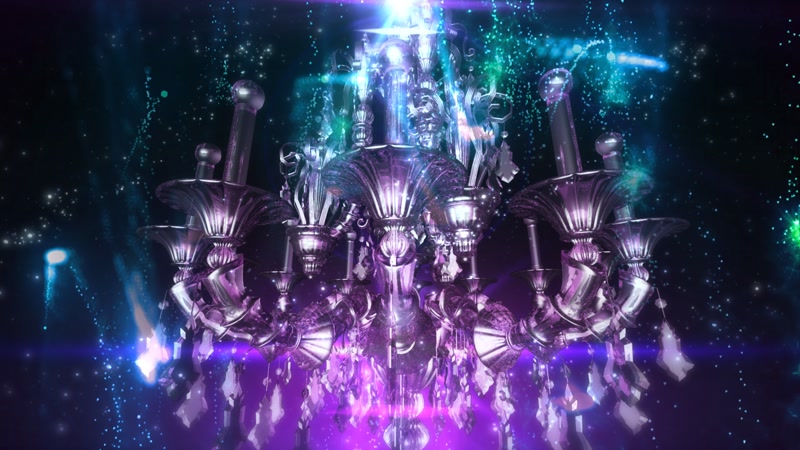 绚丽大气水晶吊灯粒子飘浮魔幻场景视觉效果舞台LED背景视频素材