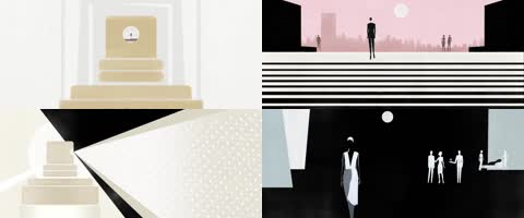 水墨风模特T台走秀 