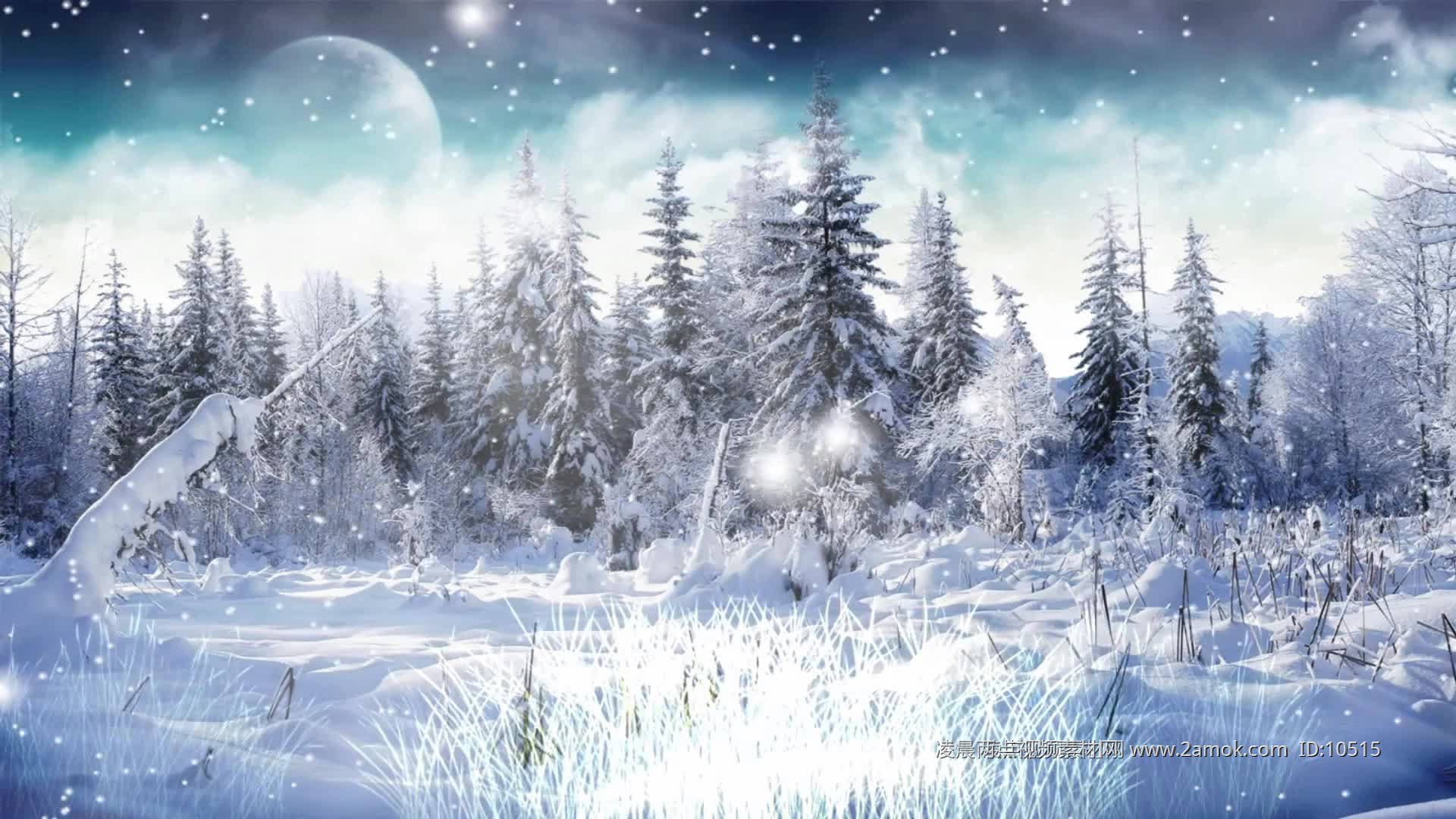 梦幻唯美的雪景动态屏保 -桌面天下（Desktx.com）