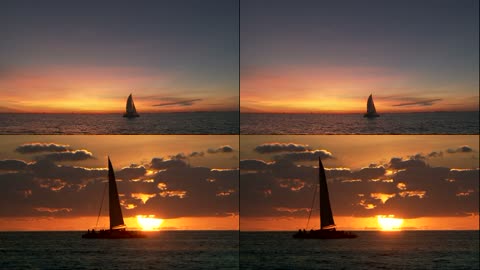 日落海景帆船