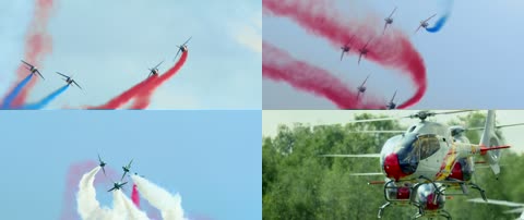 4K飞机特技彩色烟雾秀