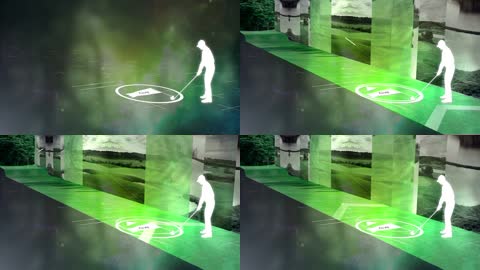 虚拟绿草光效渲染模拟高尔夫场景LED背景介绍宣传片视频素材