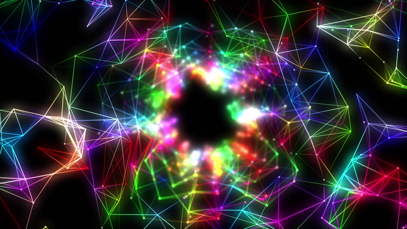 七彩线条无限循环空间穿梭VJ视频素材