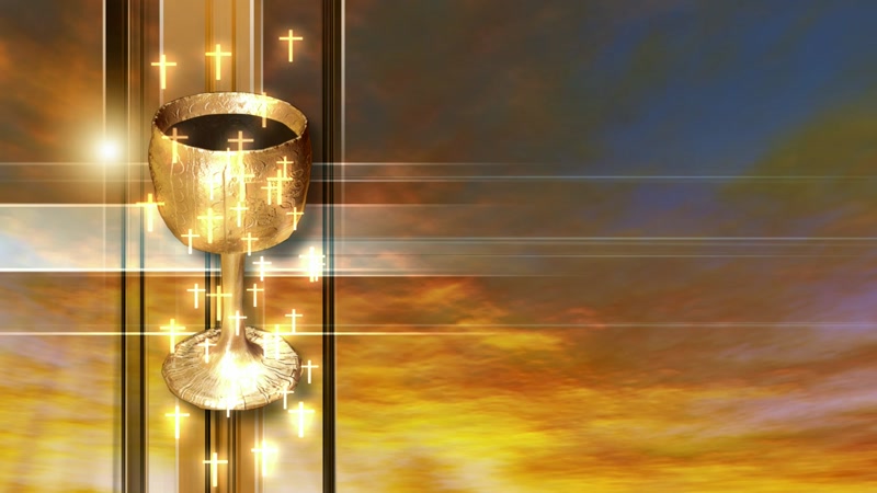 绚丽金碧辉煌场景古代艺术圣杯十字架祝福祈祷舞台背景视频素材