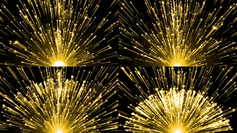 金色粒子光线扇形粒子发射