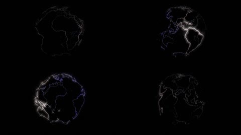 现代高科技光线条描边地球轮廓光效渐变视觉动感LED背景视频素材