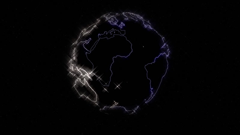 现代高科技光线条描边地球轮廓光效渐变视觉动感LED背景视频素材