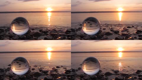夕阳落下的是海边高清实拍视频