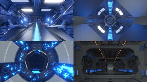 科幻机械船舱穿梭灯光vj