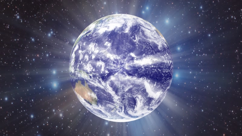 炫光地球旋转恒星粒子LED动态背景视频素材