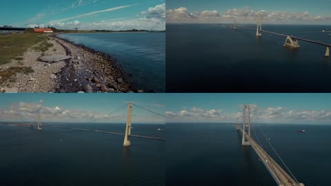 世界著名大桥丹麦大贝尔特桥航拍