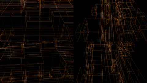 虚拟3D空间线条架构建筑场景旋转展示屏幕LED背景视频素材