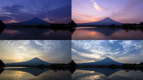 4K富士山剪影日出