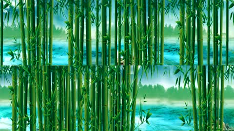 绿色竹林河流LED舞台