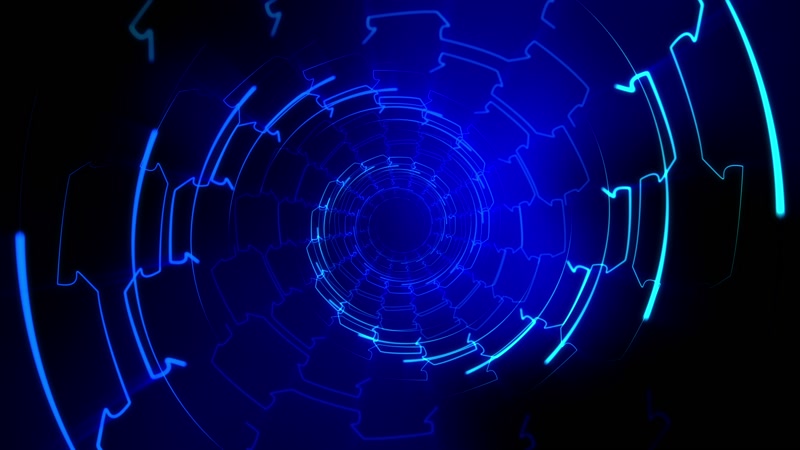 虚拟蓝色光效隧道循环