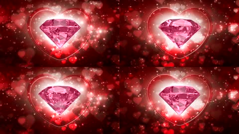 红心背景旋转的红色钻石婚庆素材