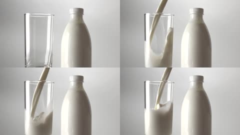 牛奶倒进玻璃杯延时拍摄慢动作