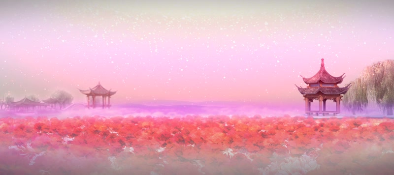 梦幻典雅意境红色花海休闲放松唯美画面高清LED背景素材