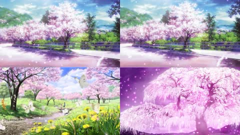 三维梦幻童话樱花蝴蝶浪漫背景