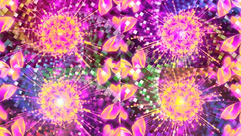 水彩荷花莲多彩渐变大气闪光荷花隧道