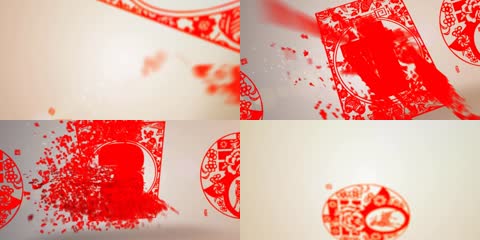 中式工艺文化剪纸演绎倒计时气氛新春喜庆场景背景视频素材