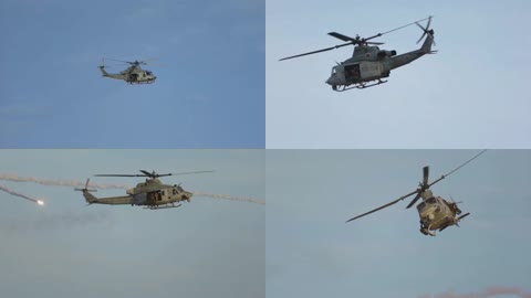 美军直升飞机打击目标特写军事题材