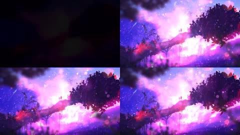 卡通梦幻森林镜像天空