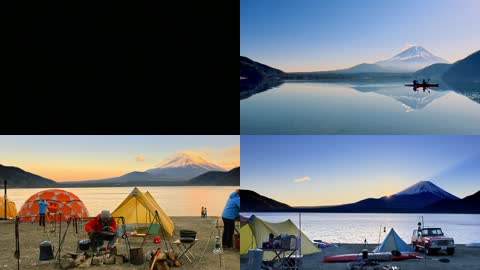 富士山下野餐湖边野营