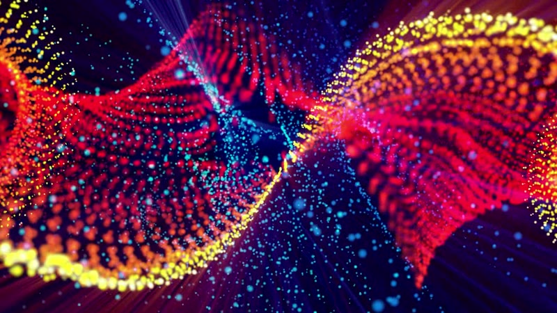 多彩绚丽双螺旋网状粒子旋转LED动态背景视频素材