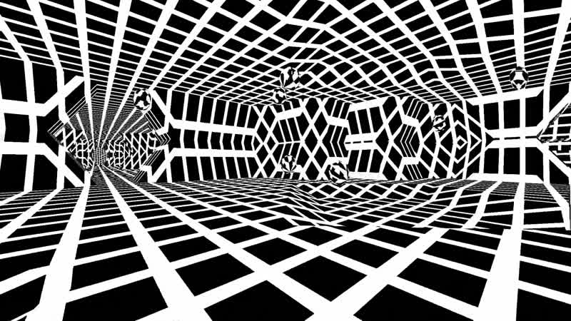 黑白抽象图形网格迷幻动画