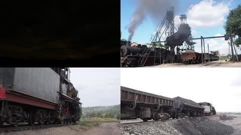 工业城市煤炭开采运输蒸汽火车生态空气污染