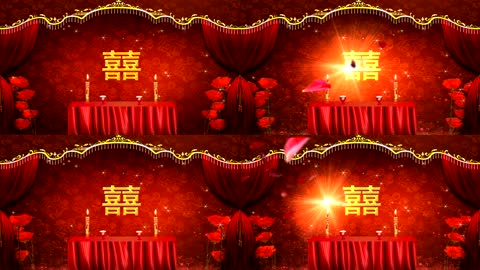 红烛拜堂拜天地中式婚礼led背景视频素材