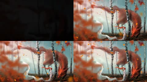 4K唯美梦幻森林妖仙狐狸美女