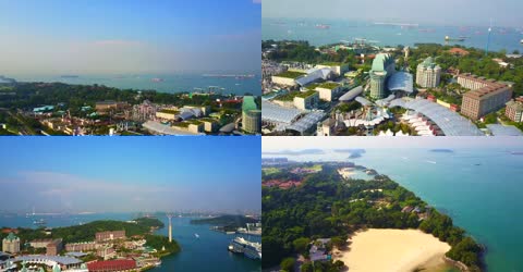 4K航拍新加坡圣淘沙岛旅游风光