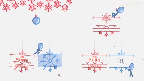 4K卡通创意角色圣诞新年节日片头AE模 