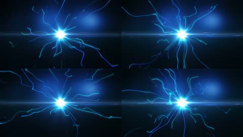 4K蓝色粒子光线放射led背景视频