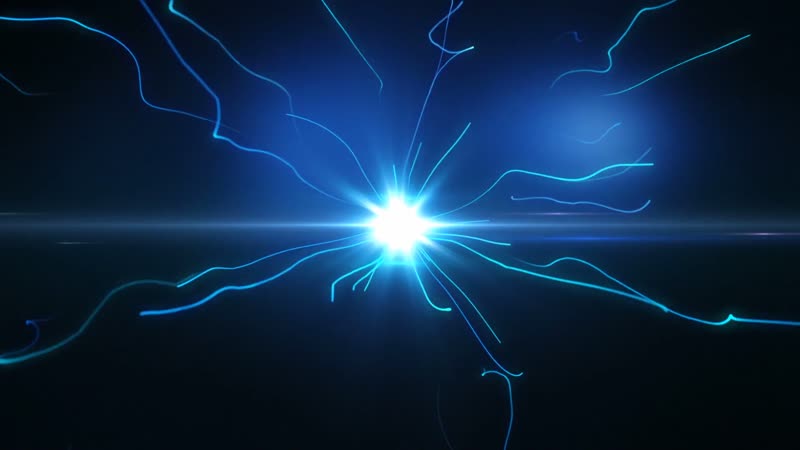 4K蓝色粒子光线放射led背景视频