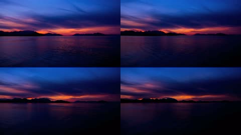海面五彩缤纷的夕阳