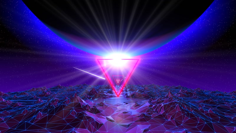 绚丽紫色三角霓虹灯vj背景