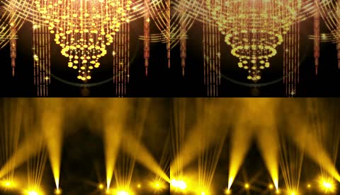 金光旋转吊灯金碧辉煌LED舞台婚礼背景