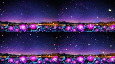 星空之恋荷花花瓣飞舞背景