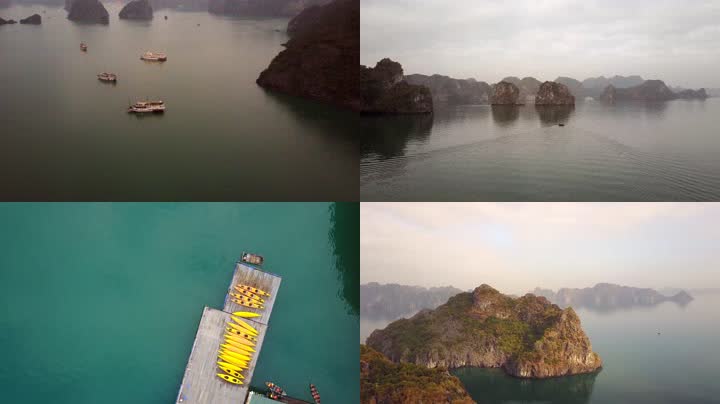 4K航拍越南下龙湾景观