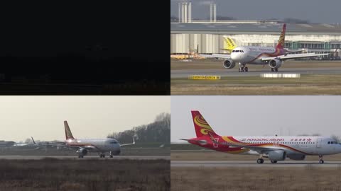 香港航空公司飞机起飞降落实拍