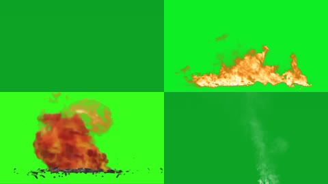 绿屏烟雾黑烟爆炸火焰特效素材