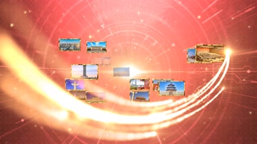 金色相框党政图文汇聚片头 