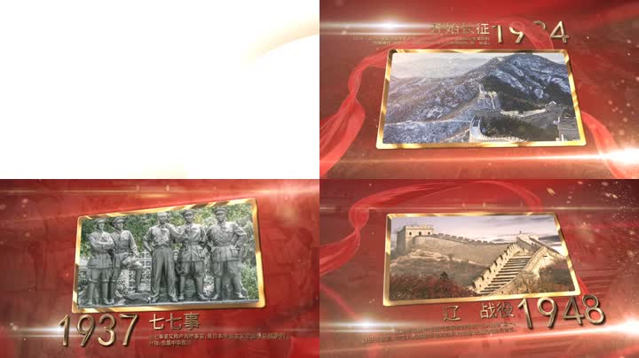 大气红绸党政历史时间轴图文展示 