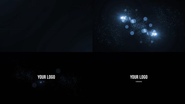 蓝色粒子光斑汇聚爆炸LOGO标志片头 